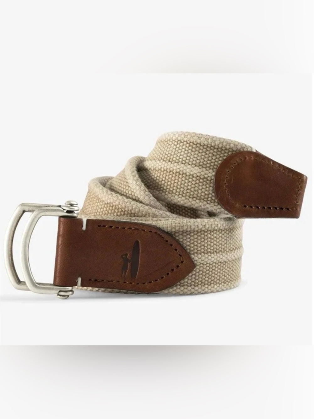 NEW JOHNNIE-O MENS LIGHT KHAKI BRENTWOOD WASHED CANVAS D-RING BELT GOLF SZ XL